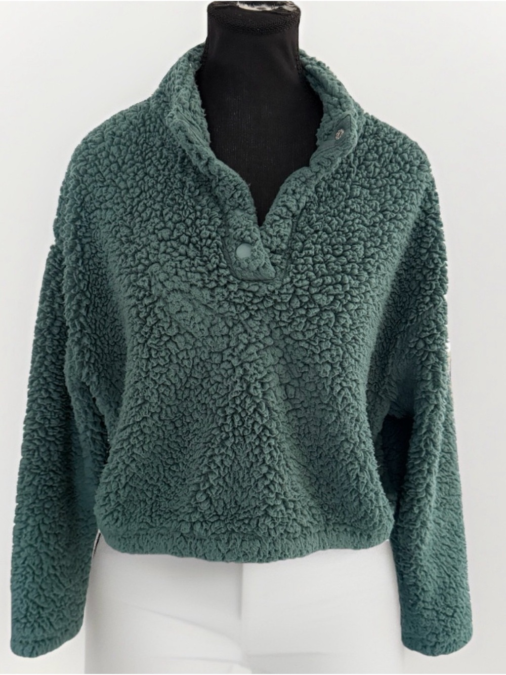 PacSun Sherpa Pullover Medium Green Fleece